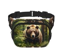 Bear Wallpapers3 Sac banane avec rallonge pour homme et femme avec poches zippées, noir, One Size
