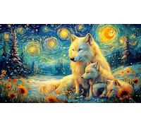 Bear_Wolves_and-Deer-in-Mountain-Wilderness Puzzle pour Femmes et Hommes 1000 pièces Papier recyclé Jeu Familial Amusant & Stimulant Jeux éducatifs Beau Puzzle de décoration 38x26/1000 pièces