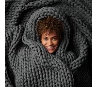 Bearaby Couverture lestée en coton tricoté à la main pour adultes - Couverture lestée en grosse maille - Durable, respirante, organique et rafraîchissante - Lavable en machine (gris astéroïde, 6,8 kg)