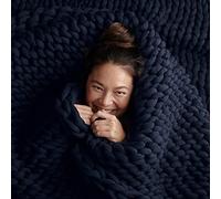 Bearaby Couvertures lestées en Coton tricotées à la Main pour Adultes - Couverture lestée en Grosse Maille - Durable, Respirante, Biologique et rafraîchissante - Lavable en Machine (Bleu Nuit, 9 kg