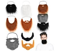 Beard, 10pcs Auto-adhésifs drôles Moustaches avec Bande élastique, Costume de Moustache en Polyester pour Les Accessoires de Mascarade Noël d'halloween, Barbe, décor Noël