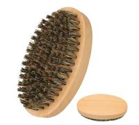 Beard Brush, Mustache Grooming Tool, 4.4 Inches Compact Soft Bristles with Stable Grip 130g, Wooden Handle Comb for Home Outdoor Travel, Men, Brown, Beard Care