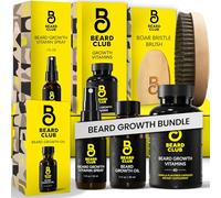 The Beard Club Beard Club Kit essentiel pour la croissance de la barbe - Huile de croissance, vitamines de croissance, spray vitaminé et brosse à barbe