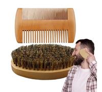Beard Comb and Brush Set, Mustache Grooming Kit, 11,2in Travel-Friendly Barber Tools, Natural Bristles and Fine Teeth, Styling Accessories for Daily Home Hair Prep