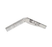 Beard Comb, Beard Brush Tool, Portable Stainless Steel, Foldable Grooming Scrub, Compact Styling Accessory for Husband Dad Men Travel Home Adult Use, Easy Cleanup, Silver, Black