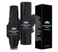 Beard Filler Stick - Waterproof Facial Hair Tint for Men | Sweat Proof Coverage with Natural Finish & Precision Brush for Mustache Sideburns Goatee Eyebrows and Beard Styling