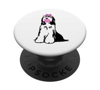 Bearded Collie Chien avec Lunettes Bandana Bubble-Gum PopSockets PopGrip Adhésif