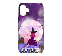 Bearded Collie Crazy Dog Witch Funny Puppy Halloween Coque pour iPhone 16 Plus