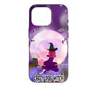 Bearded Collie Crazy Dog Witch Funny Puppy Halloween Coque pour iPhone 16 Pro