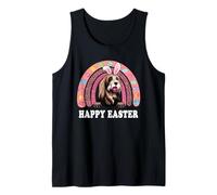 Bearded Collie Dog Easter Bunny Eggs Hunting Boho Rainbow Débardeur