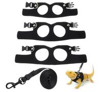 Bearded Dragon Ensemble laisse et harnais en cuir souple réglable pour reptile avec corde de traction rétractable pour petits animaux Noir