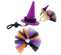 Bearded Dragon Outfits, Witch Hats and Skirts, Reptile Pet Apparel, 2.28 * 2.28 * 3.35 inches, Features Soft Fabric and Adjustable Fit, for Gecko Turtle Snake Chick Bird Parrot Hedgehog