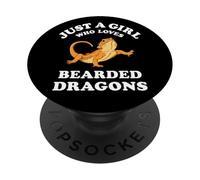Bearded Dragon Pet Lizard Reptile Animal Gift Black PopSockets PopGrip Adhésif