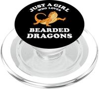 Bearded Dragon Pet Lizard Reptile Animal Gift Black PopSockets PopGrip pour MagSafe