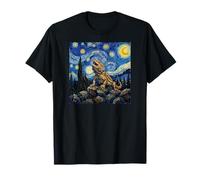 Bearded Dragons Prehistoric Starry Night Van Gogh Style T-Shirt