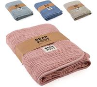 BEARFOOT Couverture bébé - Couverture en Mousseline de Soie (Coton, Polaire) Moelleuse et Douce, Cadeau de Naissance bébé/Nouveau-né/Enfant garçon & Fille (Rose)