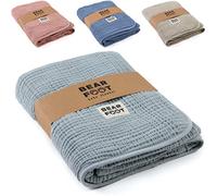 BEARFOOT Couverture bébé - Couverture en Mousseline de Soie (Coton, Polaire) Moelleuse et Douce, Cadeau de Naissance bébé/Nouveau-né/Enfant garçon & Fille (Gris)