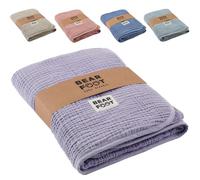 BEARFOOT Couverture polaire pour bébé - En mousseline de coton - Polaire - Douce et moelleuse - Cadeau de naissance pour bébé / nouveau-né / enfant garçon et fille - Lavande