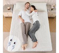Bearhug Couverture Chauffante 2 Places - Surmatelas Chauffant 150x200cm Tissu Sherpa Blanc 200g/m² Ultra-Doux 45cm Deep Pocket 2 Zones & Commandes 10 Niveaux + Minut. 12h Sécurité CE Lavable Machine