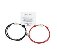 BEARJIA Lot de 2 bracelets assortis en forme de cœur, chat, lune, pour couples, bracelets de Saint-Valentin pour homme et femme, Alliage, Agate