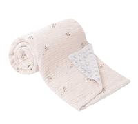 bearmoss Couvertures de Bébé 100% Couvertures de lit d'enfant en Mousseline de Coton sur Le Devant et en Polaire à Pois sur L'arrière pour Les Nouveau-Nés et Les Tout-Petits 30x70CM (Rose)