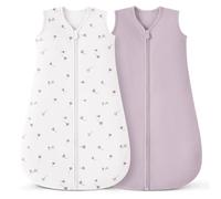 bearmoss Gigoteuse Bébé Été 0.5 Tog Turbulette 100% Coton Gigoteuse Respirante pour Bébé, Lot de 2 Emailloteuse Bébé 0-6 mois pour Nouveau-né et Nourrisson,67cm