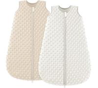 bearmoss Gigoteuse pour Bébé Chaud Sac de Couchage Coton,Lot de 2,Doublure 100% Coton avec Tissu Polaire en Peluche pour Nouveau-né Garçons Filles (Abricot, 78cm)