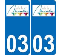 Bearn 03 Moulins Logo Autocollant Plaque immatriculation Auto Ville Sticker - arrondis