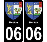 Bearn 06 Menton Autocollant Sticker Plaque immatriculation Auto Ville - arrondis