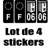 Bearn 06 Région Sud Provence-Alpes-Côtes-d'Azur département région + F-Europe Autocollant Plaque immatriculation Sticker, Couleur : Noir, Angle : Arrondi