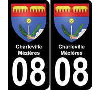 Bearn 08 Charleville-Mézières Autocollant Sticker Plaque immatriculation Auto Ville - arrondis