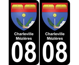 Bearn 08 Charleville-Mézières Autocollant Sticker Plaque immatriculation Auto Ville - arrondis