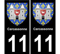 Bearn 11 Carcassonne Ville Autocollant Plaque - Droits, Fond Noir