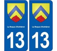 Bearn 13 La Roque-d'Anthéron Blason Ville Autocollant Plaque Sticker - arrondis