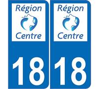 Bearn 18 région Centre département région Autocollant Plaque immatriculation Auto Voiture Sticker, Couleur : Bleu, Angle : Arrondi