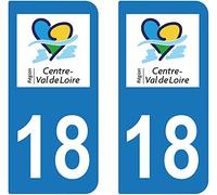 Bearn 18 Région Centre Val-de-Loire département région Autocollant Plaque immatriculation Auto Voiture Sticker, Couleur : Bleu, Angle : Arrondi