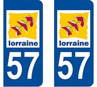 Bearn 57 Lorraine département région Autocollant Plaque immatriculation Auto Voiture Sticker, Couleur : Bleu, Angle : Arrondi