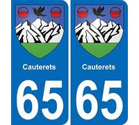 Bearn 65 Cauterets Autocollant Sticker Plaque immatriculation Auto Ville - arrondis