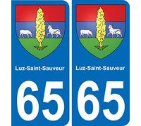 Bearn 65 Luz-Saint-Sauveur Autocollant Sticker Plaque immatriculation Auto Ville - arrondis