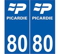Bearn 80 Picardie Ancien Logo département région Autocollant Plaque immatriculation Auto Voiture Sticker, Couleur : Bleu, Angle : Droit
