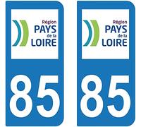 Bearn 85 Région Pays de la Loire département région Autocollant Plaque immatriculation Auto Voiture Sticker, Couleur : Bleu, Angle : Arrondi