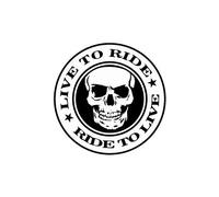 Bearn Autocollant Tête de Mort Rond Live to Ride - Taille : 4 cm