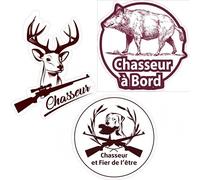 Bearn - Chasseur à bord lot de 3 autocollants adhésifs stickers - Taille : 8 cm - Résistant aux intempéries et à l'abrasion - Garantie 7 ans - Fabriqué en France