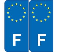 Bearn F Europe Identifiant Européen Autocollant Plaque immatriculation Auto Voiture Sticker, Couleur : Bleu, Angle : Arrondi
