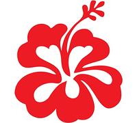 Bearn Hibiscus Fleur Autocollant Voiture - Taille : 11,5 x 10,5 cm - Couleur : Rouge