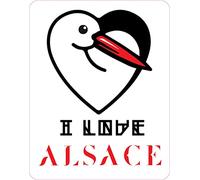 Bearn I Love Alsace Cigogne Coeur Autocollant Sticker logo852-4 cm