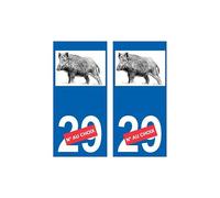 Bearn Sanglier numero au choix logo 33 V2 sticker autocollant plaque immatriculation auto - Couleur : droits - Angles : droits