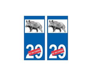 Bearn Sanglier numero au choix logo 33 V2 sticker autocollant plaque immatriculation auto - Couleur : droits - Angles : droits