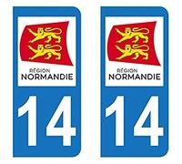 Bearn Stickers Normandie 14 Autocollant département la Paire Top qualité immatriculation Plaque