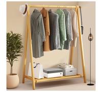 BEARQUN Porte Manteau sur Pieds, Porte-Manteau sur Pied avec Meuble à Chaussure et 2 Crochets, Portant a Vetement en Bois pour Pliable, Charge de 80 kg : 60/80/100/120CM - Marron/Naturelle